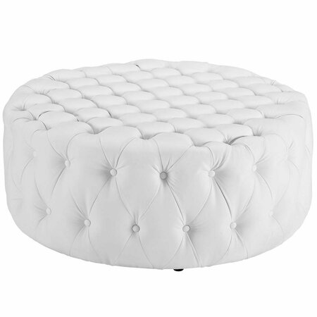 MODWAY FURNITURE 16.5 H x 40 W x 40 L in. Amour Upholstered Vinyl Ottoman, White EEI-2224-WHI